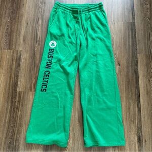 NBA Ultra Game Pants XL BOSTON CELTICS Drawstring Spellout Logo Sweats Green 32”